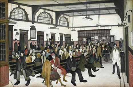 Ancoats Hospital Waiting Hall (1952) L S Lowry, Whitworth Art Gallery, University of Manchester